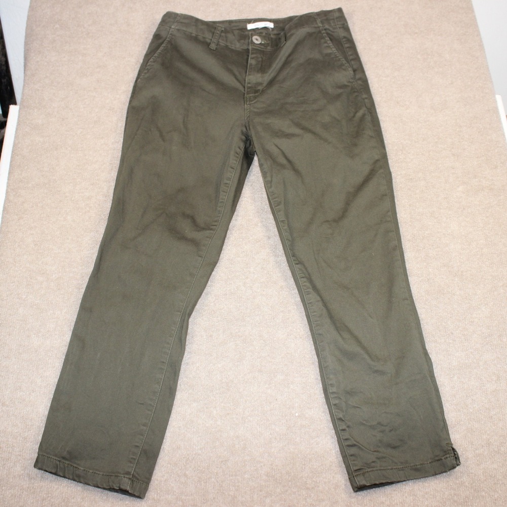 STS Blue Olive Green Chino Pants Size 30 Ankle Zip Slim Straight Twill Trouser